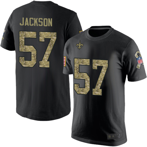 Men New Orleans Saints Black Camo Rickey Jackson Salute to Service NFL Football #57 T Shirt->new orleans saints->NFL Jersey